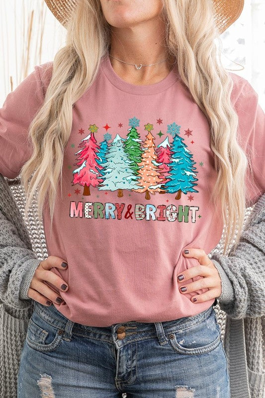 Colorful Christmas Trees Graphic Tee