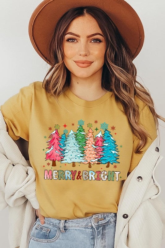 Colorful Christmas Trees Graphic Tee