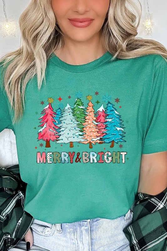 Colorful Christmas Trees Graphic Tee