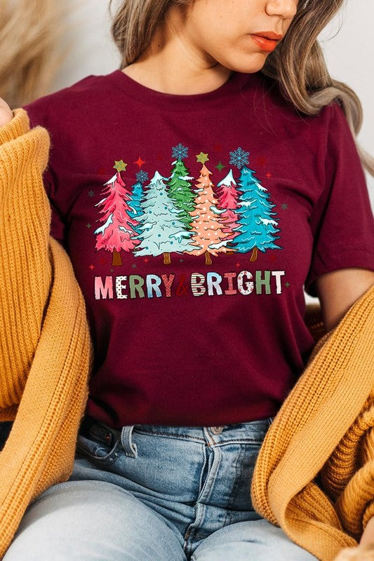 Colorful Christmas Trees Graphic Tee