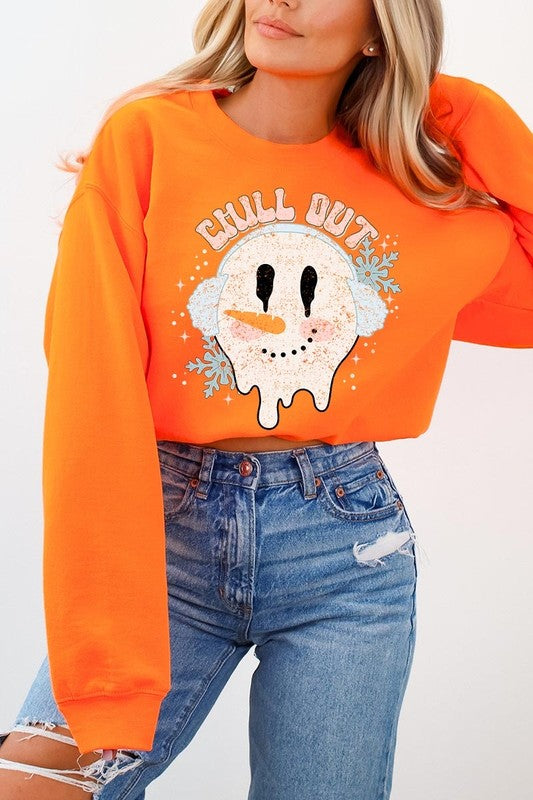 Chill Out Melting Snowman Graphic Sweatshirts