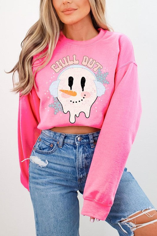 Chill Out Melting Snowman Graphic Sweatshirts