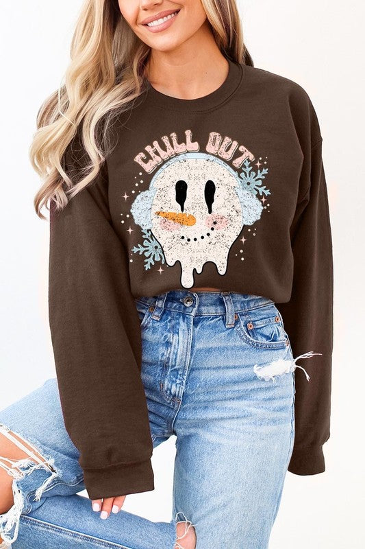 Chill Out Melting Snowman Graphic Sweatshirts