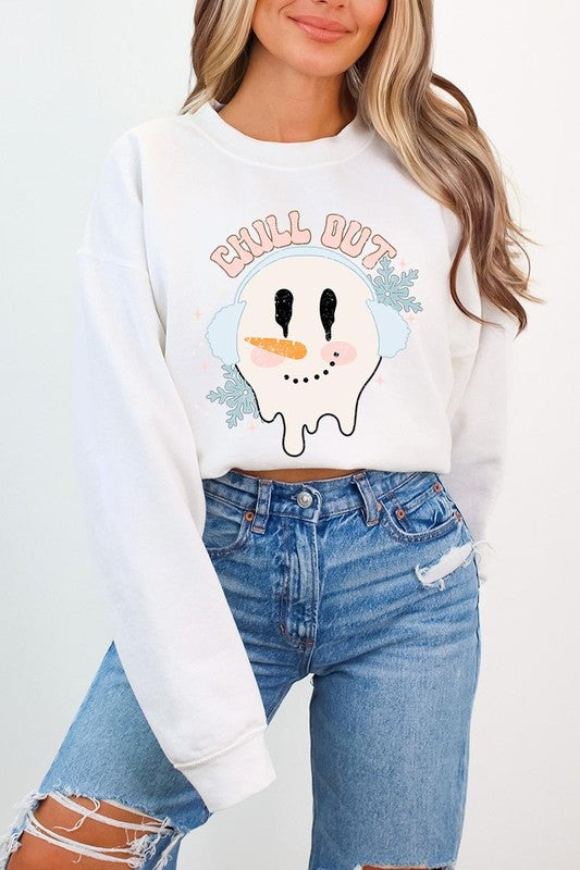 Chill Out Melting Snowman Graphic Sweatshirts