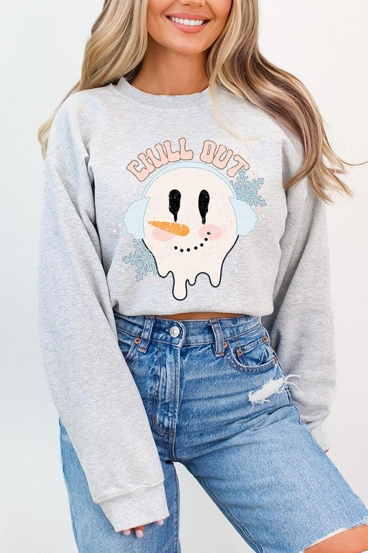 Chill Out Melting Snowman Graphic Sweatshirts