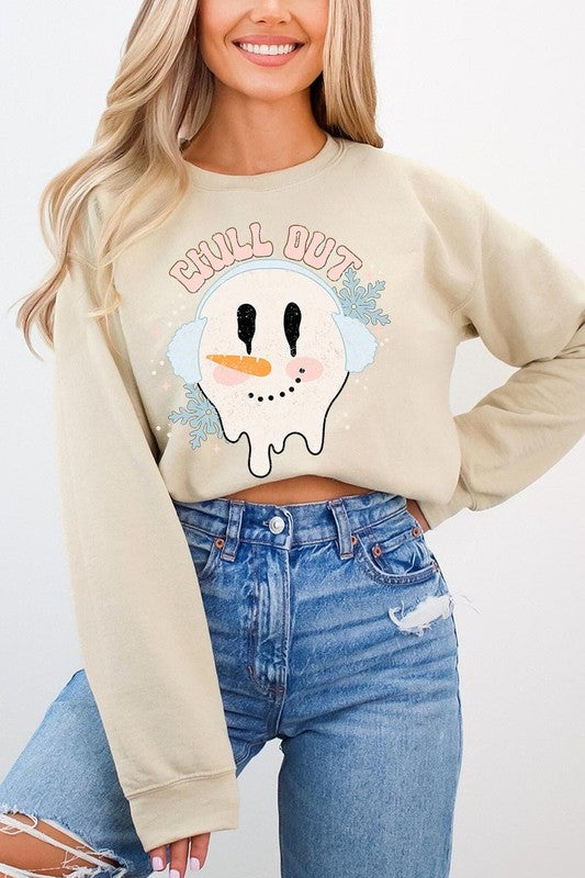 Chill Out Melting Snowman Graphic Sweatshirts