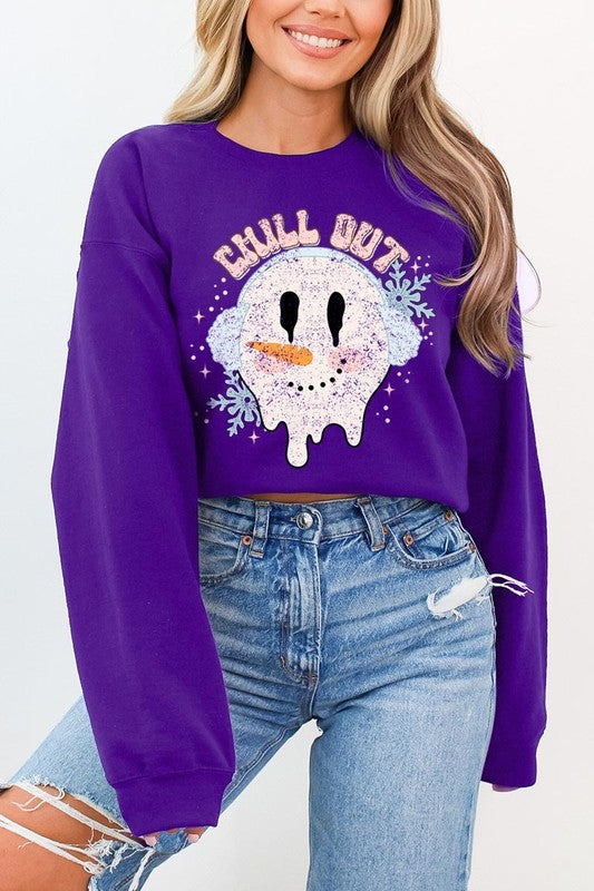 Chill Out Melting Snowman Graphic Sweatshirts