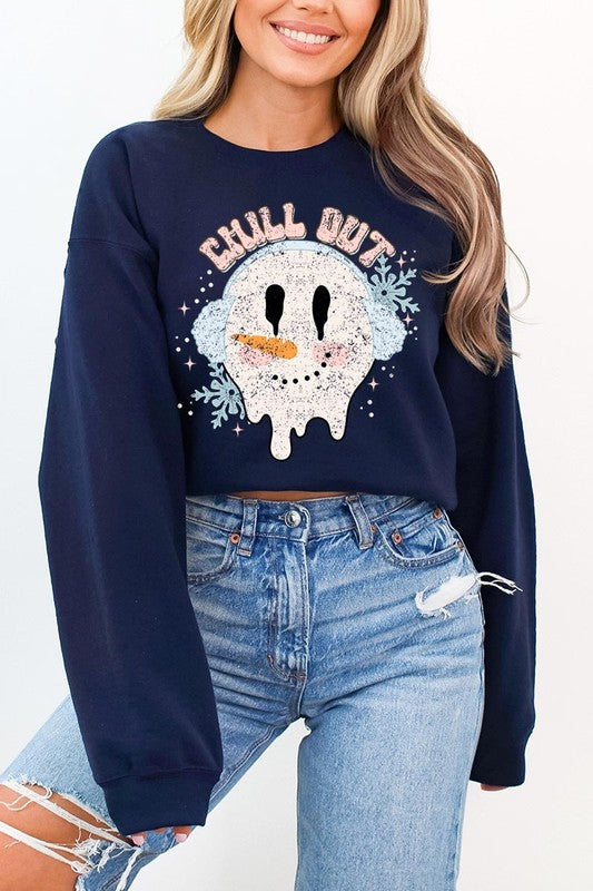 Chill Out Melting Snowman Graphic Sweatshirts