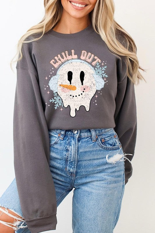 Chill Out Melting Snowman Graphic Sweatshirts