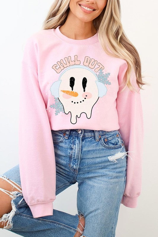 Chill Out Melting Snowman Graphic Sweatshirts