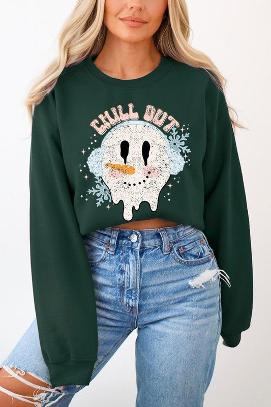 Chill Out Melting Snowman Graphic Sweatshirts