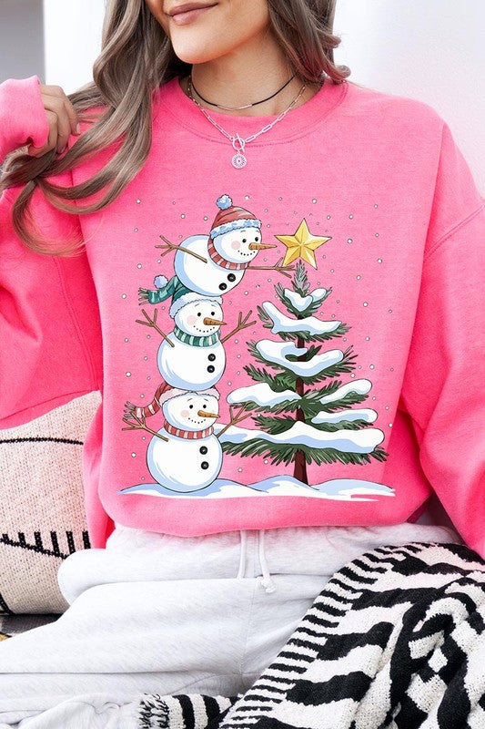 Cute Christmas Snowman Graphic Fleece Sweatshirts