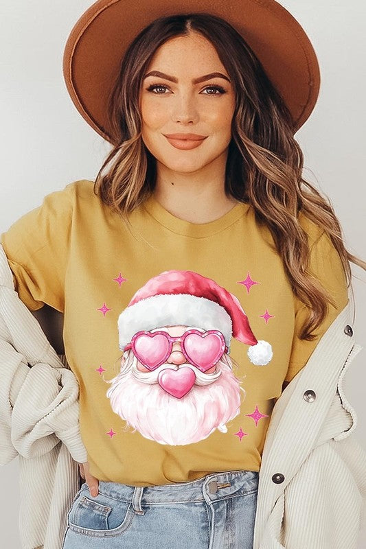 Pink Christmas Santa Graphic Tee