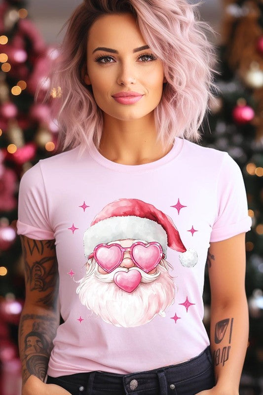 Pink Christmas Santa Graphic Tee