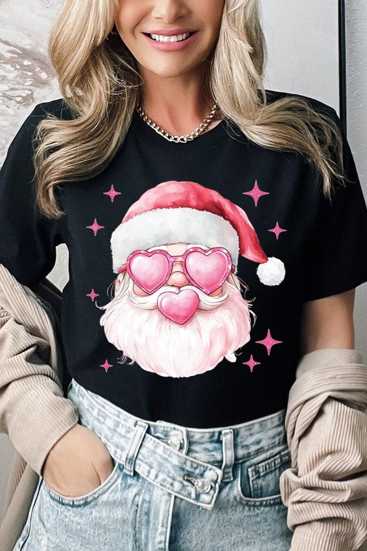 Pink Christmas Santa Graphic Tee