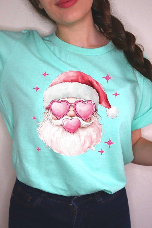 Pink Christmas Santa Graphic Tee